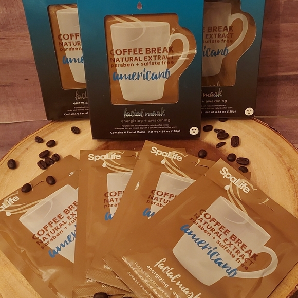 LOT OF Spa Life Coffee Break Natural Extract Americano Facial Masks Antioxidants - Picture 1 of 5